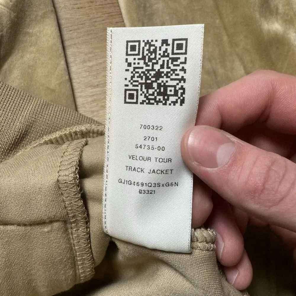 True Religion Tour Jacket Men's Large Tan Track Velour Travertine Full‎ Zip NWT